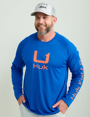 Huk Icon Crew Long Sleeve Shirt Ocean Blue L