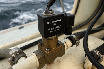 Albin Group Marine Solenoid Valve 24V functioning in boat during operation