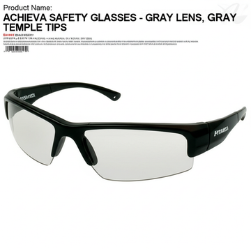 AI generated image for ACHIEVA SAFETY GLASSES - GRAY LENS, GRAY TEMPLE TIPS