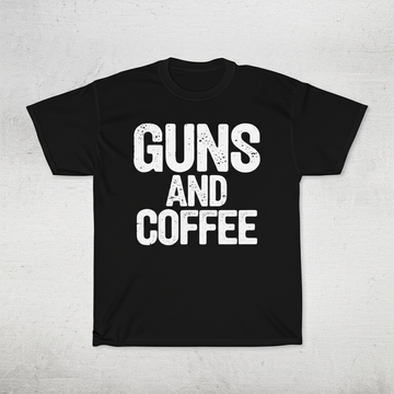 AI generated image for 3001 GUNS AND COFFEE T SHIRT - BLACK, LARGE