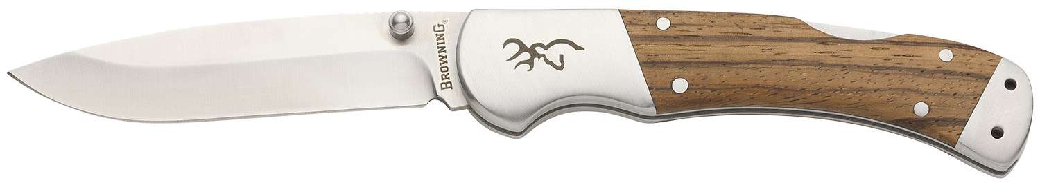 "SAGE CREEK FOLDER - ZEBRA WOOD, LARGE, DROP POINT, PLAIN EDGE, 3.5\" BLADE"