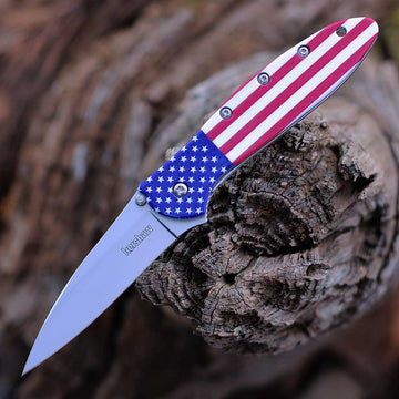KERSHAW LEEK 3" USA FLAG/SLV