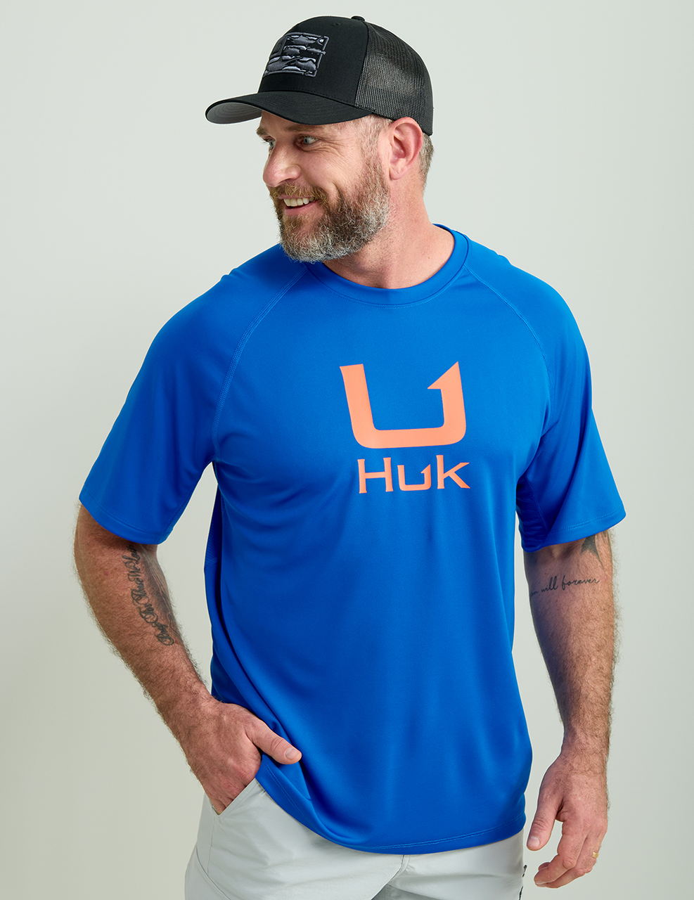 Huk Icon Crew Long Sleeve Shirt Ocean Blue XL