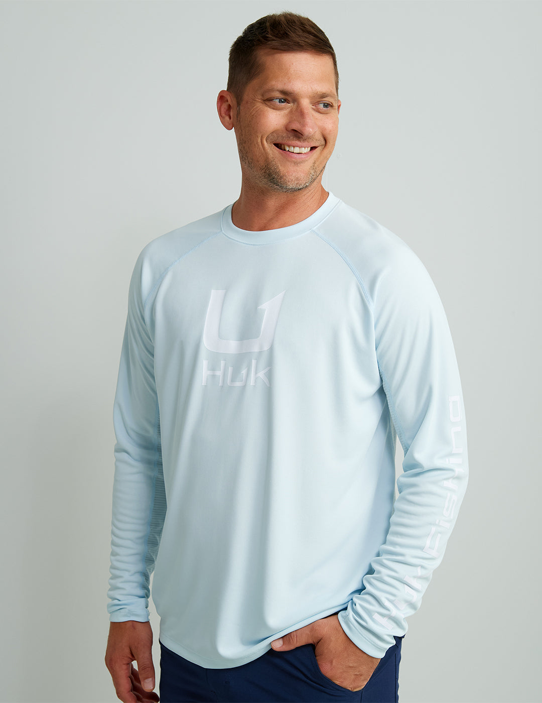 Huk Icon Crew Long Sleeve Shirt Ocean Blue XL