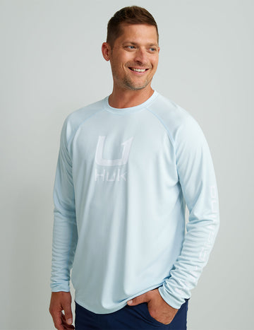 Huk Icon Crew Long Sleeve Shirt Ocean Blue XL