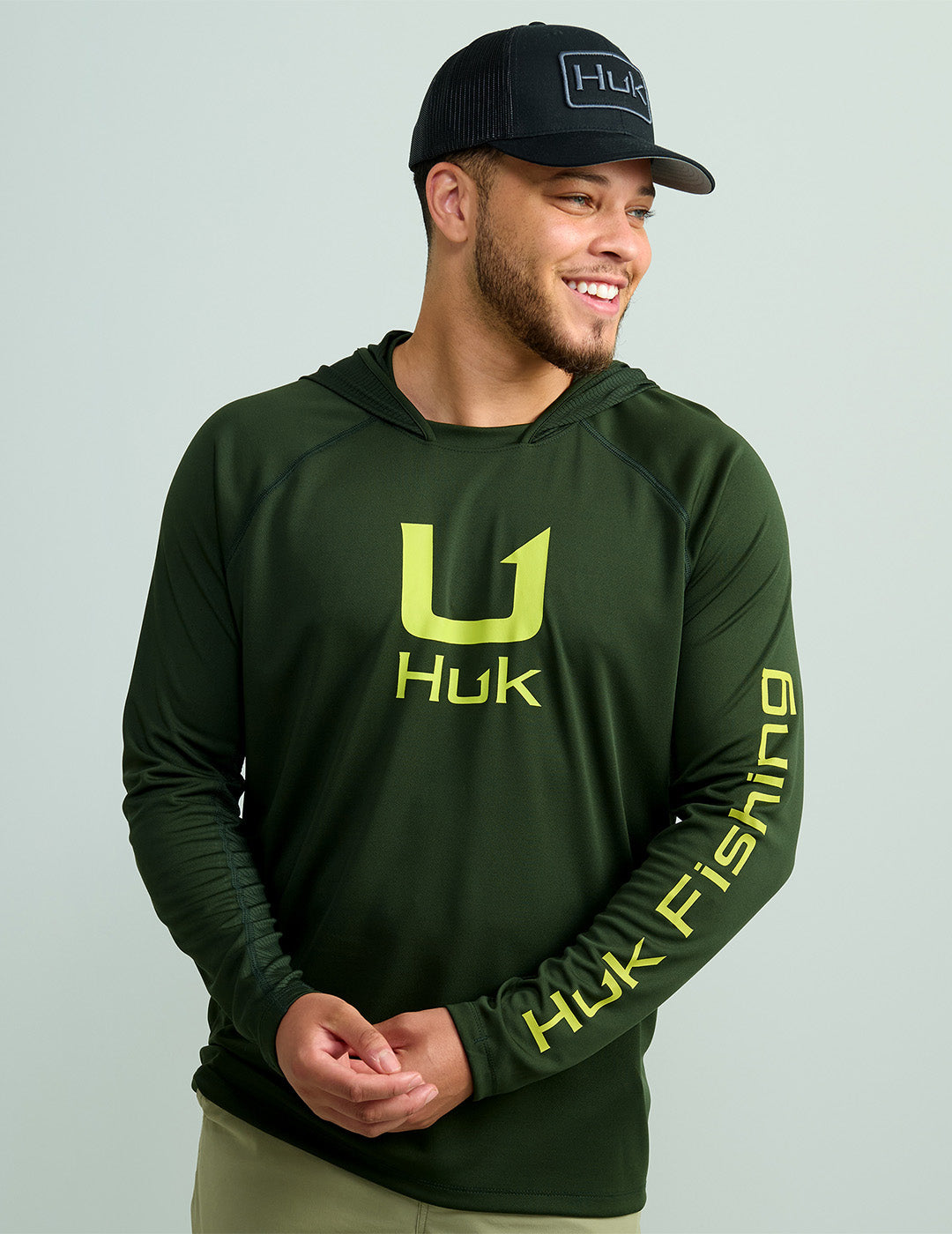 Huk Icon Crew Long Sleeve Shirt Fog Green S