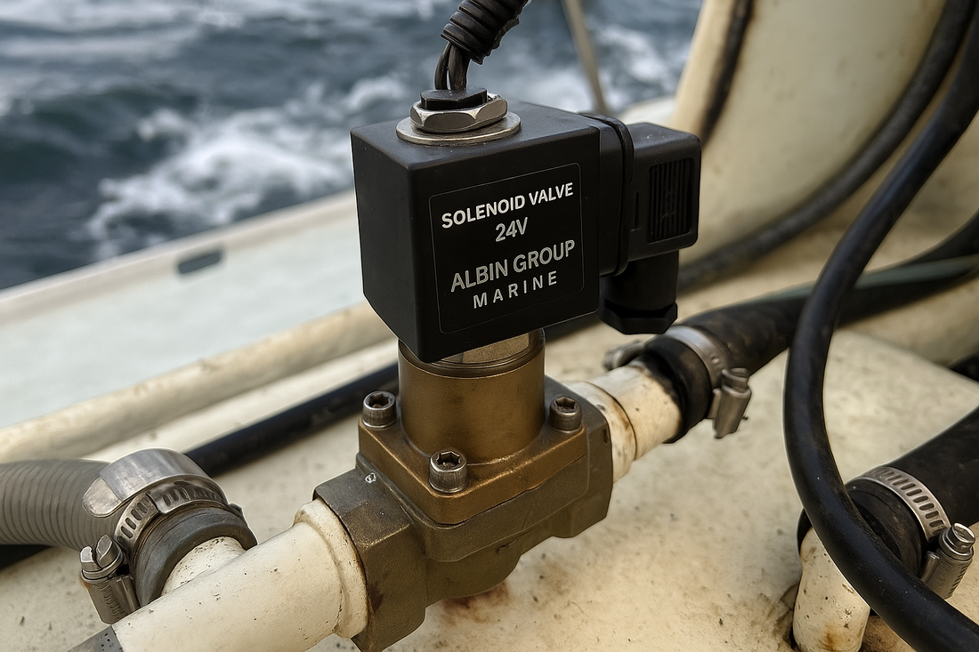 Albin Group Marine Solenoid Valve 24V functioning in boat during operation