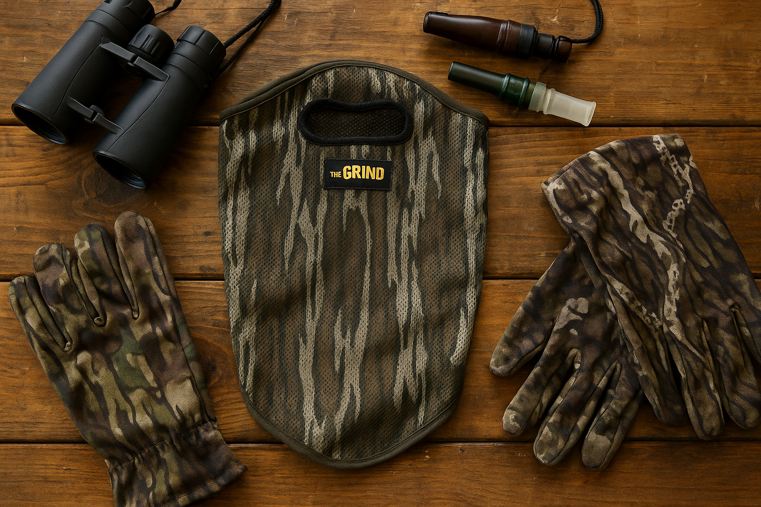 Flat lay with hunting accessories