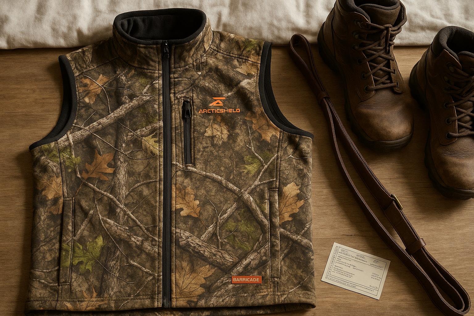 Flat lay with hunting gear