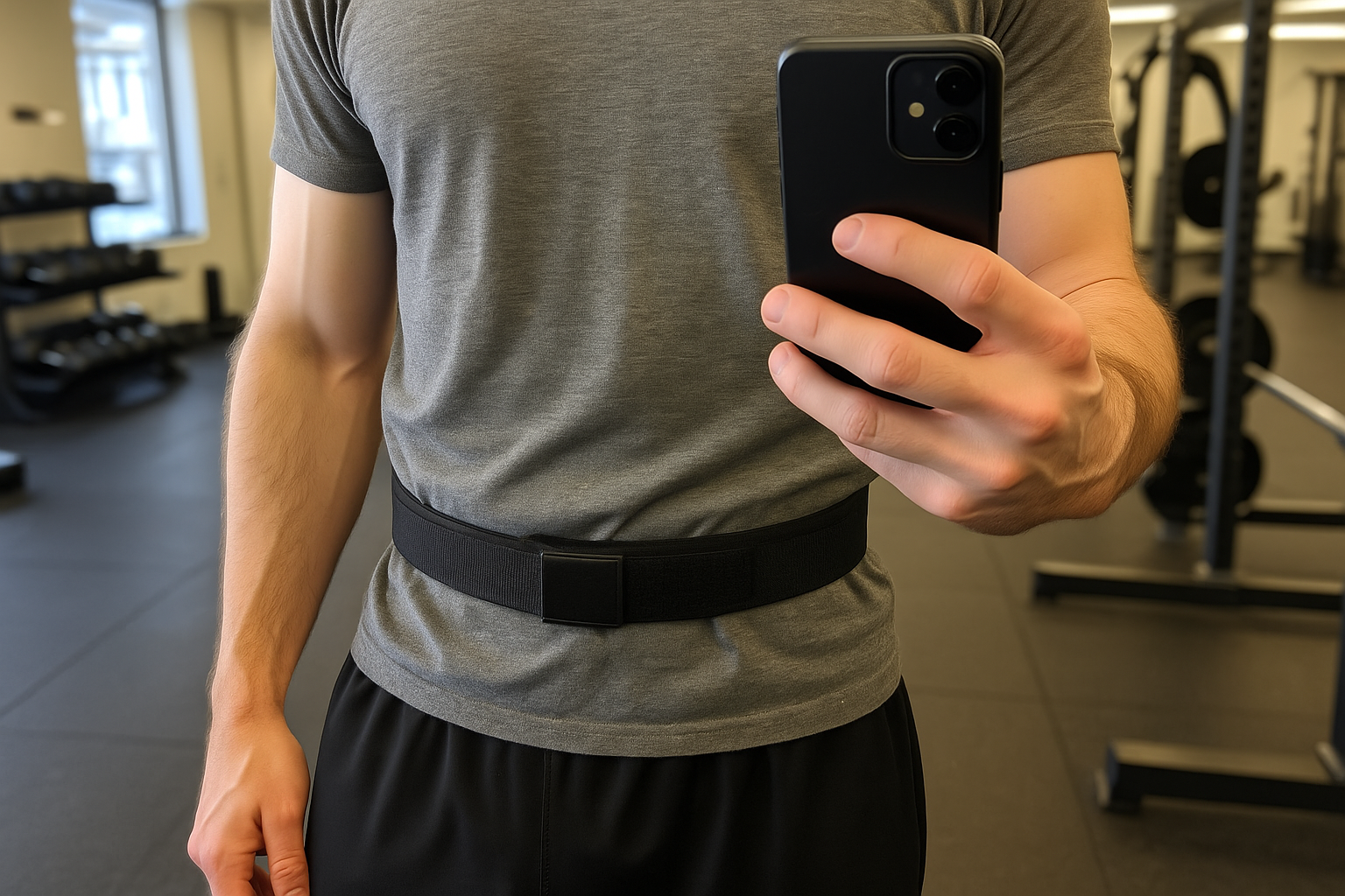 Gym mirror selfie with competition belt