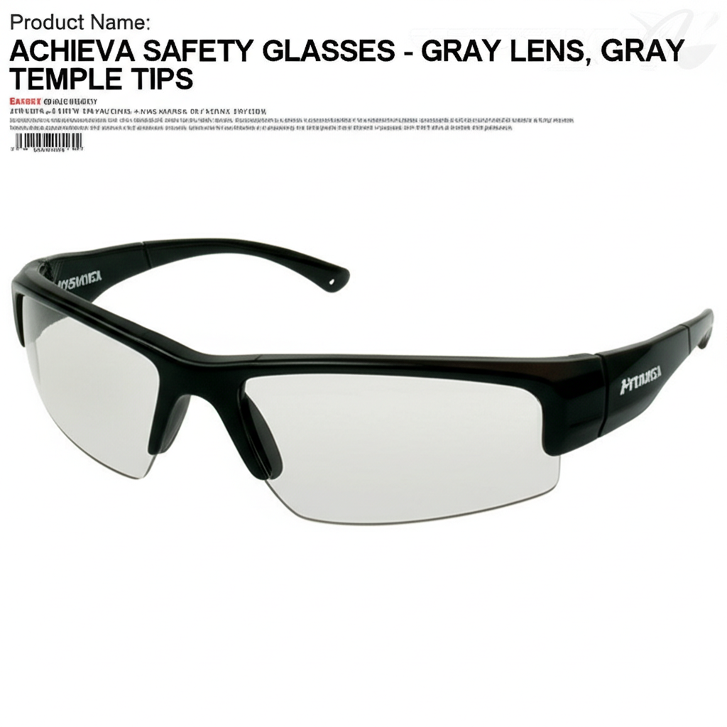 AI generated image for ACHIEVA SAFETY GLASSES - GRAY LENS, GRAY TEMPLE TIPS