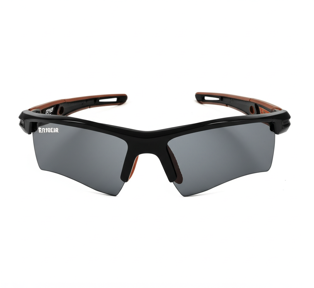 AI generated image for PUMORI SAFETY GLASSES - MATTE BLACK FRAME, RED MIRROR LENSES
