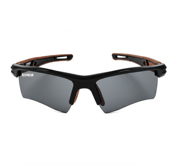 AI generated image for PUMORI SAFETY GLASSES - MATTE BLACK FRAME, RED MIRROR LENSES