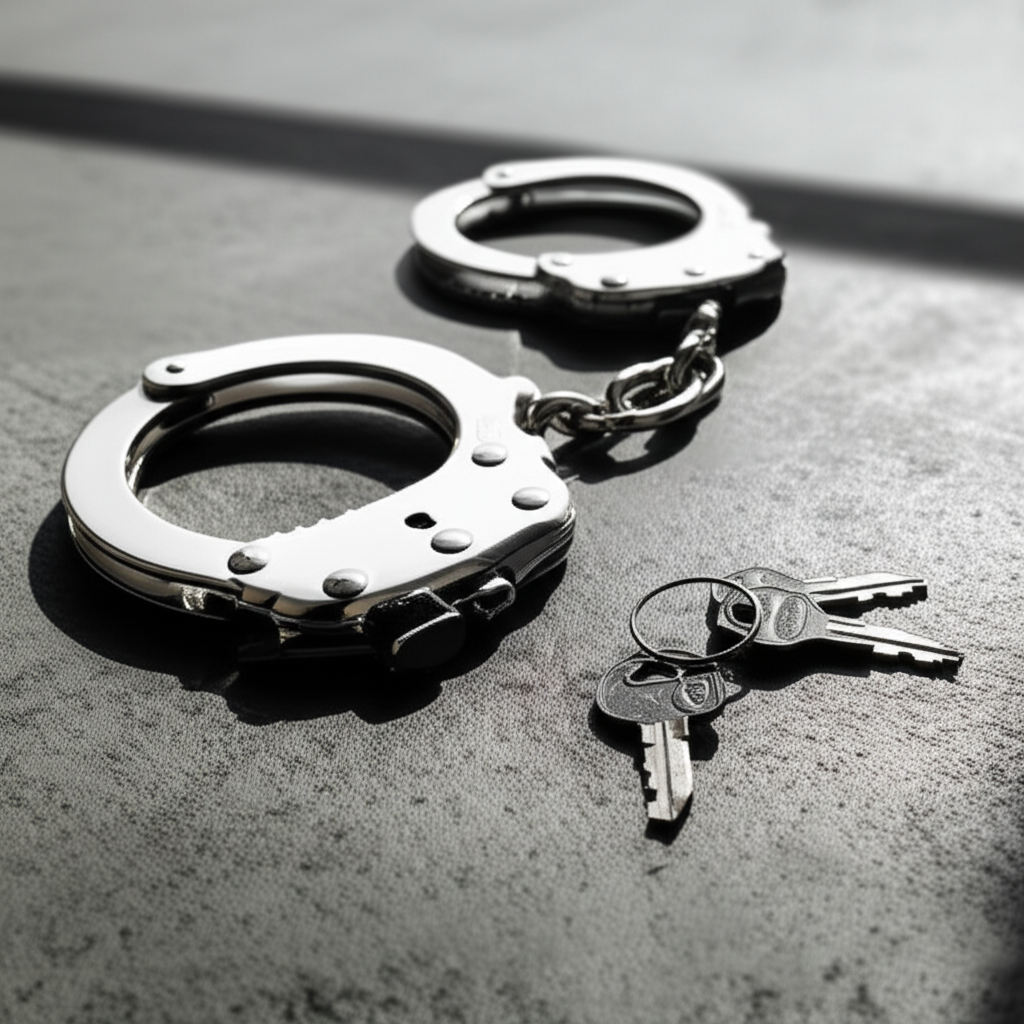 AI generated image for CHAIN LINK HANDCUFF - NICKEL FINISH