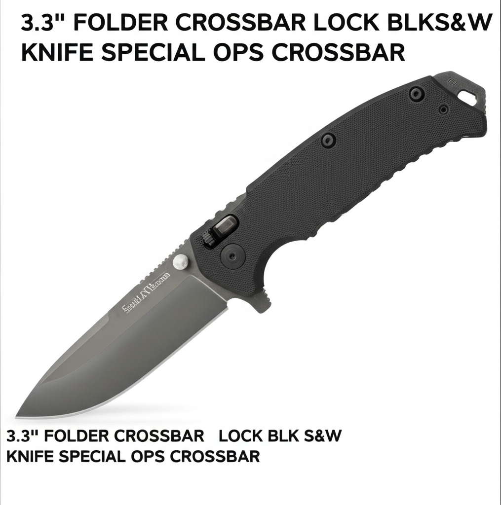 AI generated image for 3.3" FOLDER CROSSBAR LOCK BLKS&W KNIFE SPECIAL OPS CROSSBAR