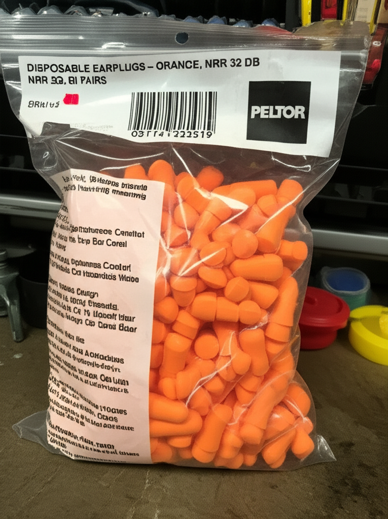 AI generated image for DISPOSABLE EARPLUGS - ORANGE, NRR 32 DB, 80 PAIRS