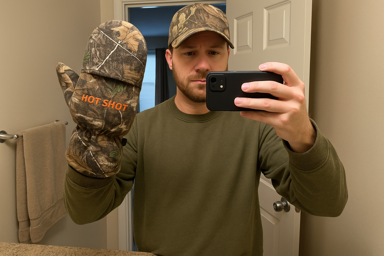 Mirror selfie with mittens