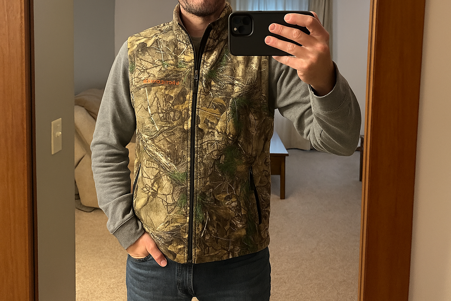 Mirror selfie with vest