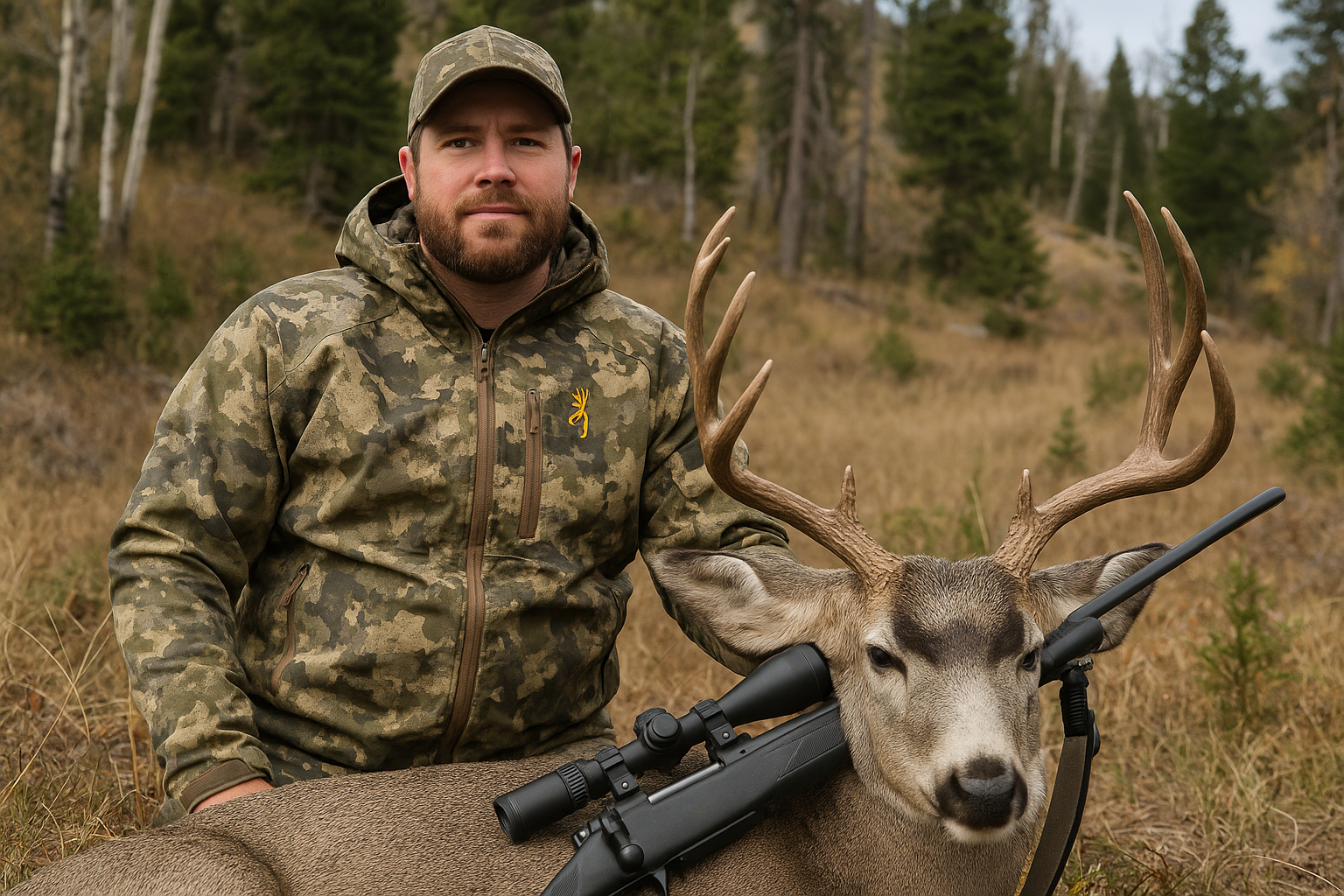 Person wearing Browning Pahvant Pro Jacket during successful hunting trip