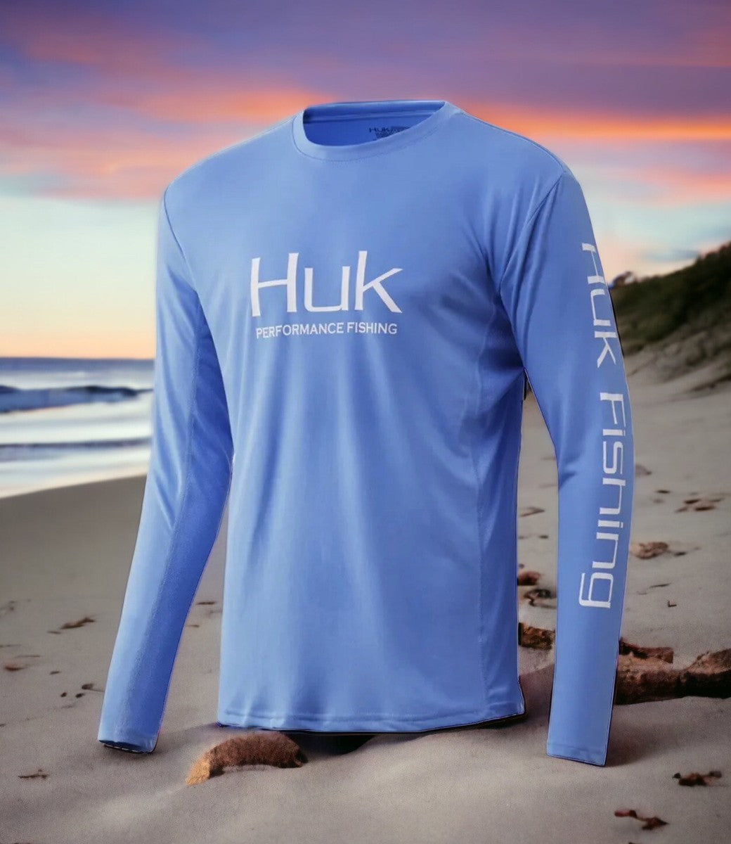 Huk Icon Crew Long Sleeve Shirt Ocean Blue 2XL