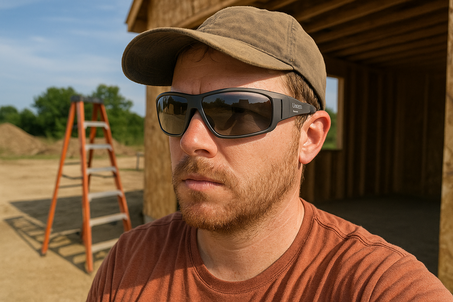 UVEX XV108 eye protection being worn during outdoor construction work